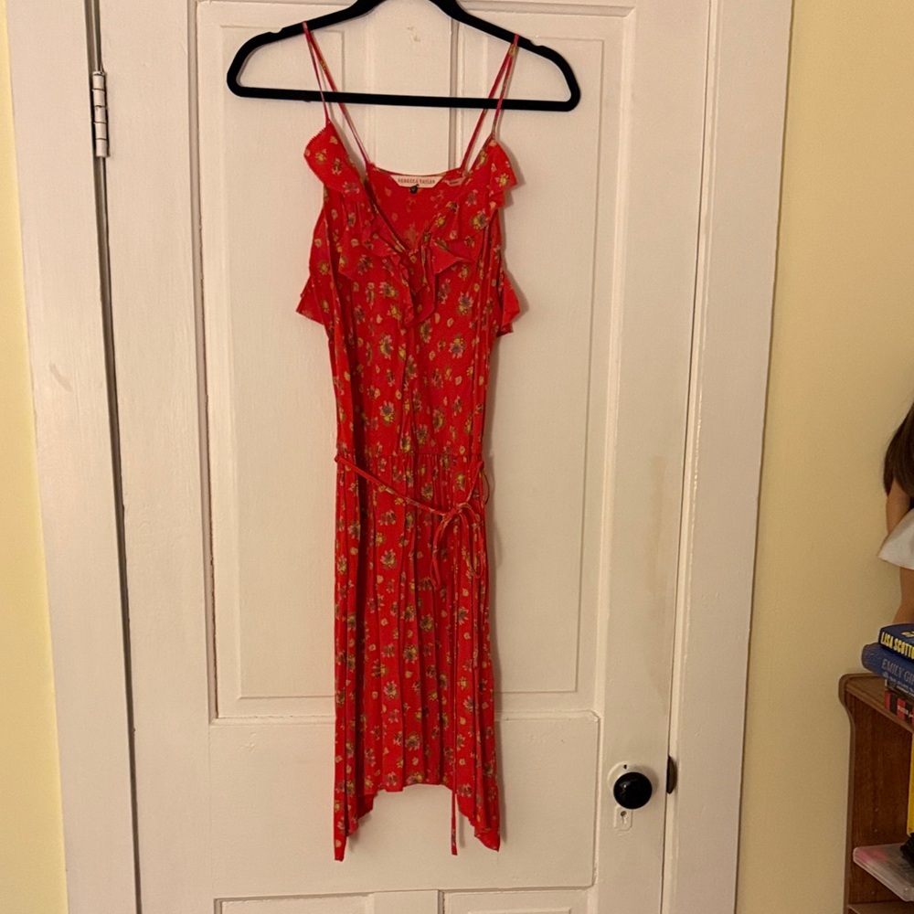 Rebecca Taylor Red Floral Asymmetrical Dress